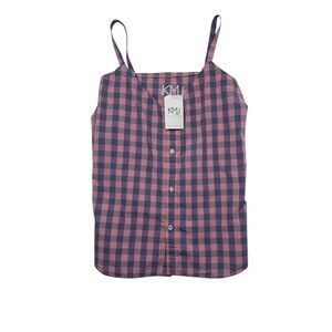 NWT Kate McHale Jensen - Pink & Blue Checkered Plaid Sleeveless Top